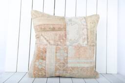 Turkish Kilim Pillow Cover - 24x24 Inch Vintage Anatolian Home Decor - thumbnail 1