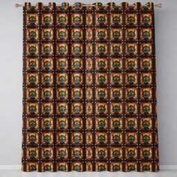 Grinning Monster Halloween Pumpkin Scene Seamless Pattern Creepy Cute Design Readymade Eyelet Ring Top Thermal 100% Blackout Curtains - thumbnail 2