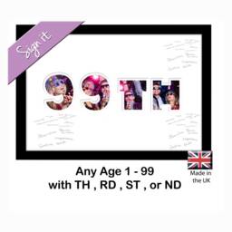 Personalized Birthday Photo Frame Cut Out Numbers, Unique Signing Gift 14029D - thumbnail 1