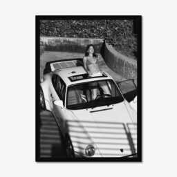 Vintage Classic Sports Car Girl Print, Luxury Woman, Fine Art Photography Wall Art, Museum Quality Black & White Poster - thumbnail 3