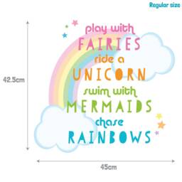 Unicorn Quote Wall Sticker, Decal, Rainbow Unicorn Room Decor - thumbnail 3