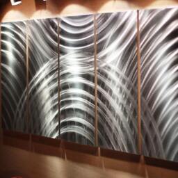 Abstract Metal Wall Art, Modern 3D Sculpture, Indoor Outdoor Decor - 24x60 Inch - thumbnail 3