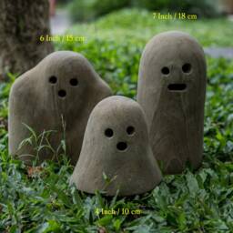 Booh Stone Family, Ghost Decoration, Garden Decor, Modern Art, Carving, Hand Made, Anniversary Gift, Wedding Gift Idea - thumbnail 2