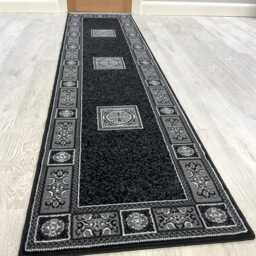 New Modern Dark Grey Border Rugs Mats Large Small Hallway Runners Area Carpet - thumbnail 3