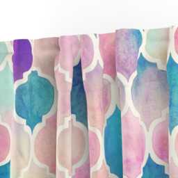 Ogee Curtain Panel - Pink Purple Blue Moroccan Tile Watercolor Custom Rainbow Pastel By Micklyn - thumbnail 3