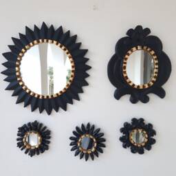 Black Gold Sun -Interior Decoration - Wall Mirror Home Decorative Mirrors -Peruvian Peruvian Handicrafts - thumbnail 2