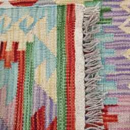 Multicolour Runner Rug, Handmade Artisan Afghan Turkish Scandinavian Navajo Bohemian Flatweave Wool Kilim 198x69 cm - thumbnail 3