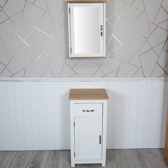 White Painted Bathroom Furniture Small Vanity Cabinet - Cupboard With Shelving Storage 300P - image 1
