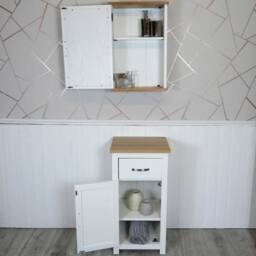 White Painted Bathroom Furniture Small Vanity Cabinet - Cupboard With Shelving Storage 300P - thumbnail 2