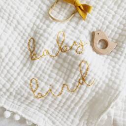 Cloud Pom Blanket Personalized Baby Blanket, Swaddle With Name, Blanket Name - thumbnail 2