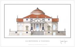 Palladio Rotonda Watercolor Print, Signed Architecture Art, Italian Villa - 33x23In - thumbnail 1