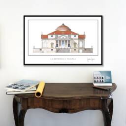 Palladio Rotonda Watercolor Print, Signed Architecture Art, Italian Villa - 33x23In - thumbnail 2