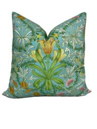 William Morris Fabric Woodland Weeds Orange/Turquoise Cushion Cover Pillow Double Sided