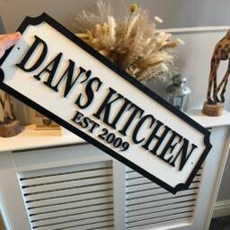street Sign 3D Look - {Name's} Kitchen Personalised Wall Mount Mdf Home Decor Gift Birthday Wedding Christmas 3 Sizes - thumbnail 2