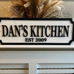 street Sign 3D Look - {Name's} Kitchen Personalised Wall Mount Mdf Home Decor Gift Birthday Wedding Christmas 3 Sizes - thumbnail 3