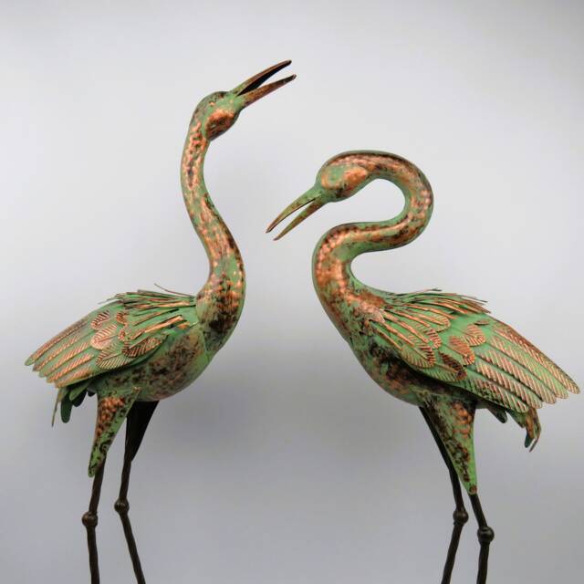 Pair Of Verdigris Elegant Garden Cranes - Also Available Individually - image 1