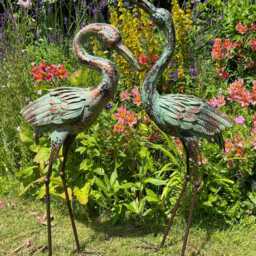 Pair Of Verdigris Elegant Garden Cranes - Also Available Individually - thumbnail 2