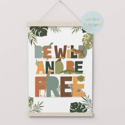 Be Wild Free Print, Safari Animals Jungle Nursery Scandi Decor, Boy Playroom Prints, Kids Art - thumbnail 3