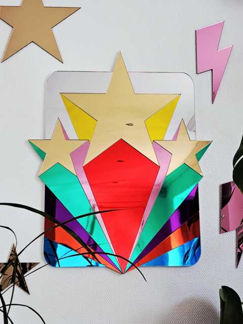 Shooting Star Rainbow Mirror Wall Art Seconds - Maximalist Colourful Bold Dopamine Decor - image 1