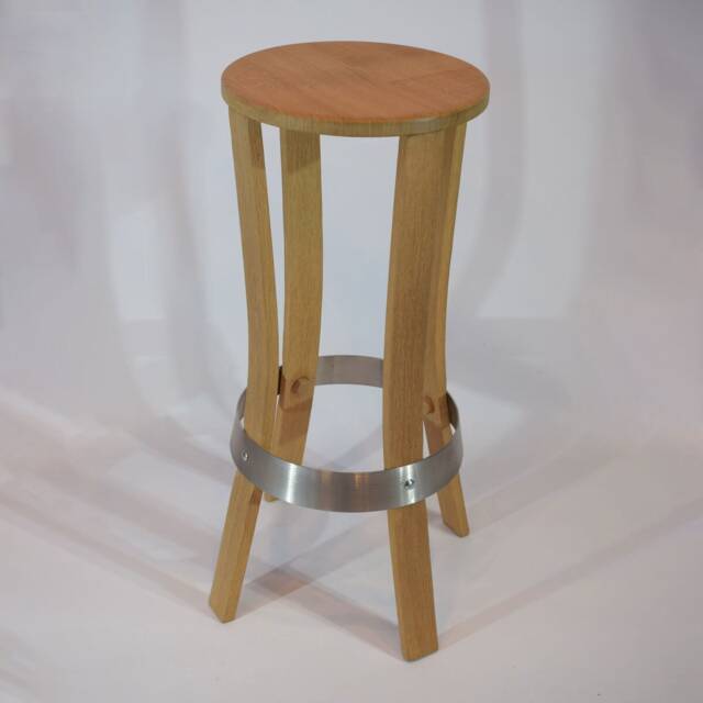 Natural Oak Bar Stool, Height 80 cm, Self-Assembly, Raw Barrel - image 1