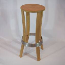 Natural Oak Bar Stool, Height 80 cm, Self-Assembly, Raw Barrel