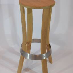 Natural Oak Bar Stool, Height 80 cm, Self-Assembly, Raw Barrel - thumbnail 2