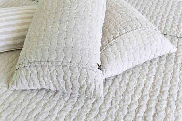 stonewashed Quilted Linen Pillowcases, Solid Color Set Of Two, 100% Flax, Modern Eco Bedding - image 1