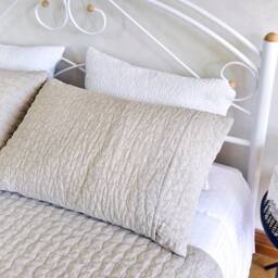 stonewashed Quilted Linen Pillowcases, Solid Color Set Of Two, 100% Flax, Modern Eco Bedding - thumbnail 2