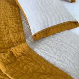 stonewashed Quilted Linen Pillowcases, Solid Color Set Of Two, 100% Flax, Modern Eco Bedding - thumbnail 3