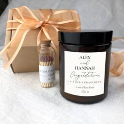 Personalised Engagement Gift Box With Matches - Custom Congratulations Candle For Couples - thumbnail 4