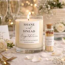 Personalised Engagement Gift Box With Matches - Custom Congratulations Candle For Couples - thumbnail 3
