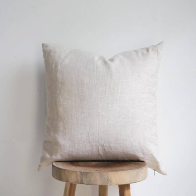 Handmade Natural Linen Throw Pillow Cover, Undyed Fabric - image 1
