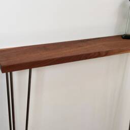 Black Walnut Console Table Mid Century Entryway Hallway Hairpin Legs - thumbnail 4