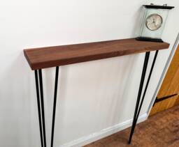 Black Walnut Console Table Mid Century Entryway Hallway Hairpin Legs - thumbnail 1