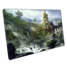 Fantasy Castle Magical Woodland Digital Art Canvas Print For Home Office Decor - thumbnail 1