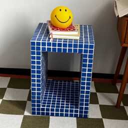 Side Table. Tiled Designer Blue End Handmade - thumbnail 2