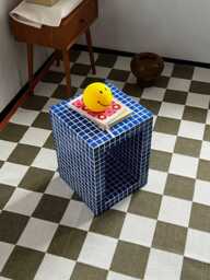 Side Table. Tiled Designer Blue End Handmade