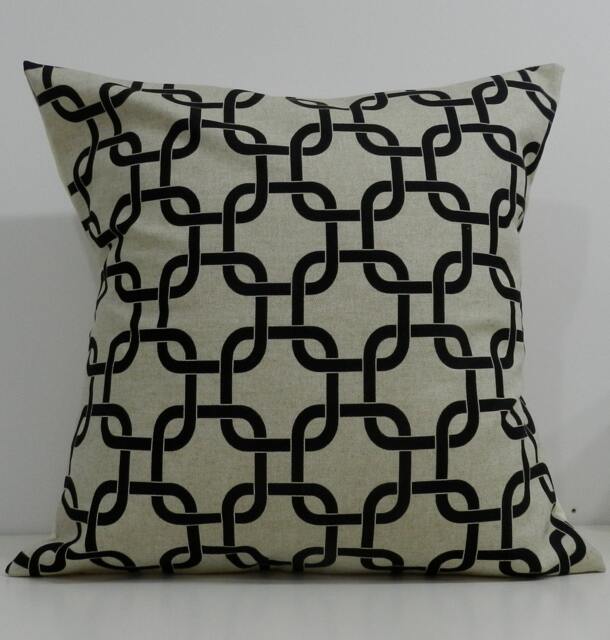 New 18x18 Inch Designer Handmade Pillow Cases. Black & Natural Pattern
