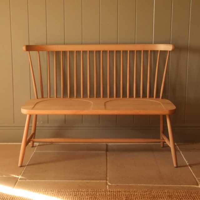 Anna's Painted Oak Spindle Bench - 2-Seater Solid Wood Kitchen Dining Seat With Back, Handmade, Farrow & Ball Finish, UK Made - image 1