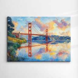 San Francisco Bay Golden Gate Bridge Abstract America Modern Painting Wall Art Framed Canvas Poster Print Home/Office Room Decor, Gifts - thumbnail 3