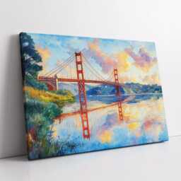 San Francisco Bay Golden Gate Bridge Abstract America Modern Painting Wall Art Framed Canvas Poster Print Home/Office Room Decor, Gifts - thumbnail 2