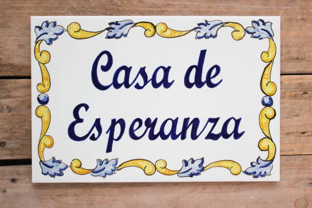Spanish House Number , Signs For Home, Personalized Tile, Ceramic House Sign, Hand Painted Name Adress Plaque - image 1