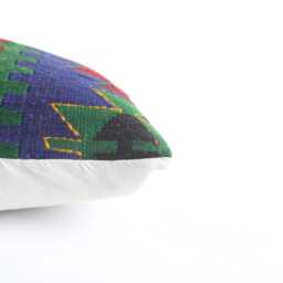 Vintage Kilim Lumbar Pillow Cover Handwoven Turkish Wool, 12x24 Boho Cushion - thumbnail 4