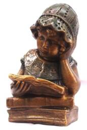 Victorian Girl Reading Book Statue Vintage Sculpture - thumbnail 1