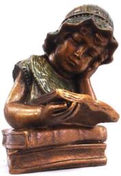 Victorian Girl Reading Book Statue Vintage Sculpture - thumbnail 2