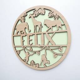 Personalized Wooden Safari Animal Sign - Nursery Wall Decor - thumbnail 3