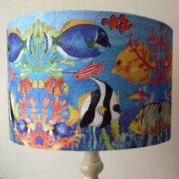 Fish Aquarium Lampshade Sepia Vintage Style Light Shade - thumbnail 2