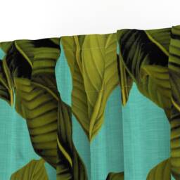 Banana Leaf Curtain Panel - Botanical Tropical Aqua Blue Green Exotic Custom Palm By Peacoquettedesigns - thumbnail 3