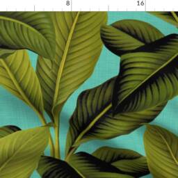 Banana Leaf Curtain Panel - Botanical Tropical Aqua Blue Green Exotic Custom Palm By Peacoquettedesigns - thumbnail 4