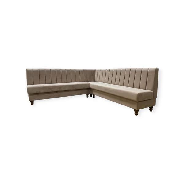 Fluted Back Nutmeg Plush Velvet , Kitchen + Commercial Corner Booth Bench Seating Available in Any Colour Or Fabric Bespoke Made To Measure - image 1